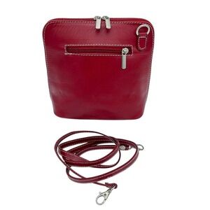 Persaman New York Leather Crossbody Bag Red Made in Italy Zip Pockets NWOT